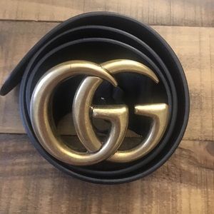 Authentic Gucci GG Black Leather Belt